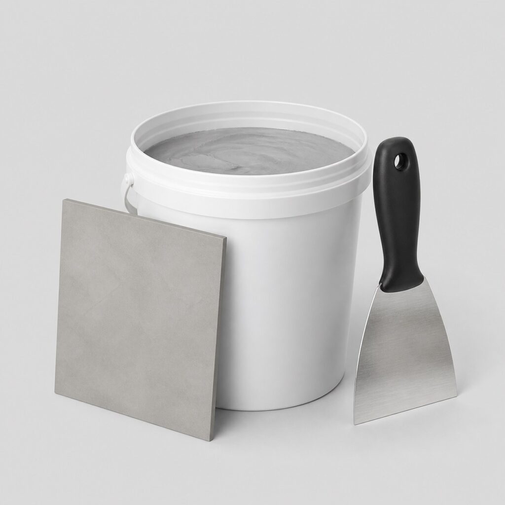 Petit kit de béton ciré mural gris perle avec sa spatule