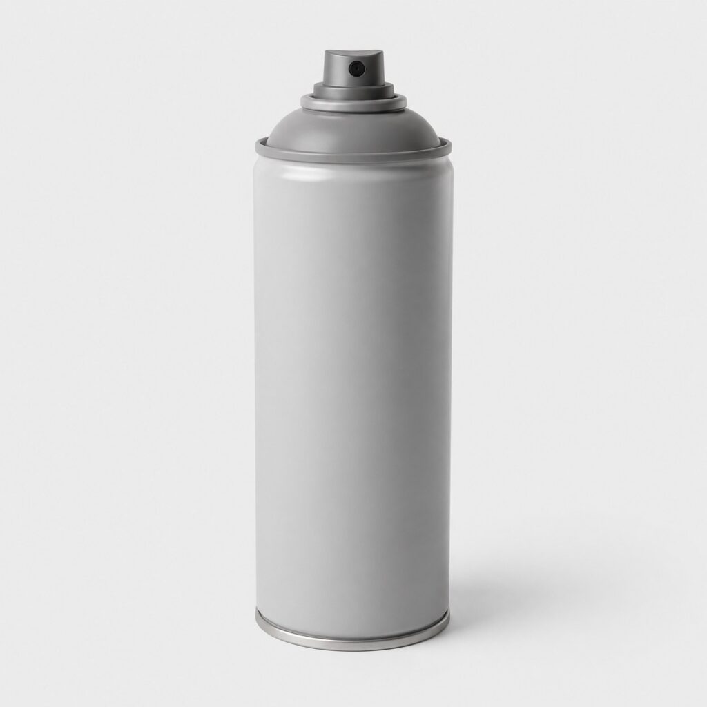 Bombe aérosol de peinture pour plastique sur fond gris clair
