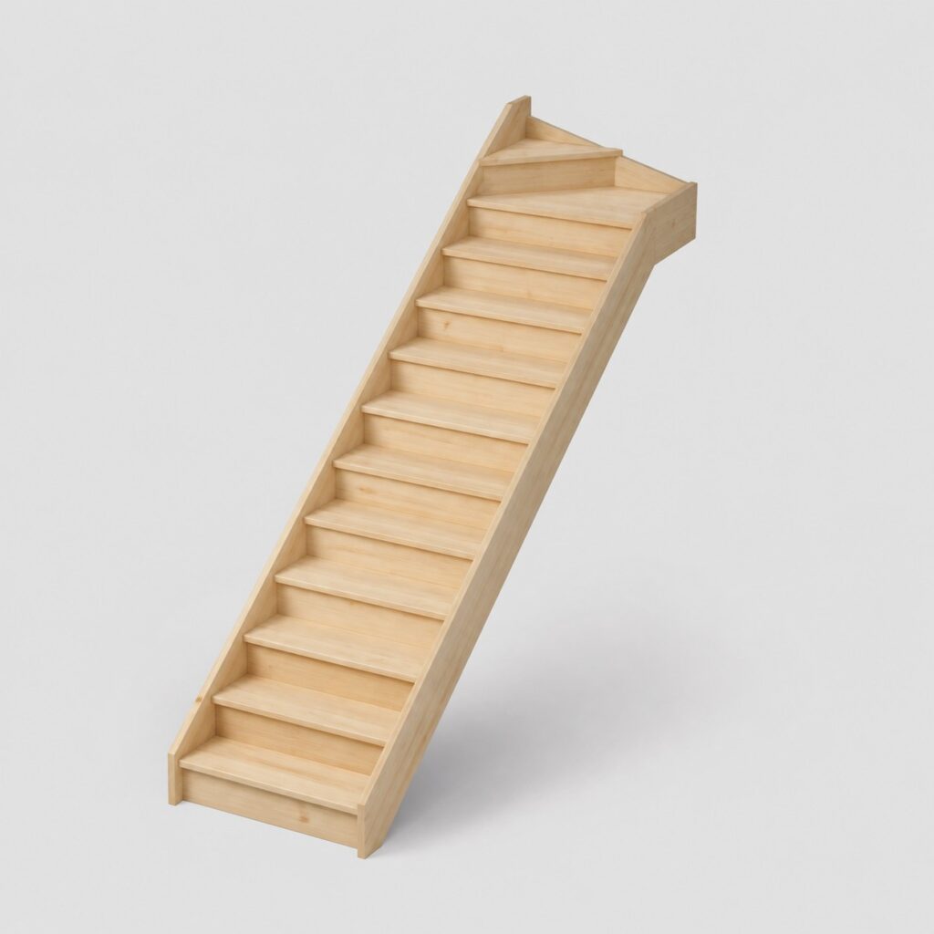 Escalier à volée rectiligne et quart tournant orienté vers la droite