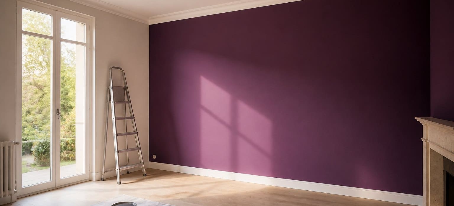 Intérieur en rénovation, mur peint et échelle — Travaux Peinture Rénovation