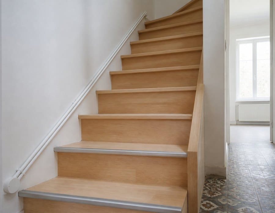 Cage d'escalier en bois avec nez de marche