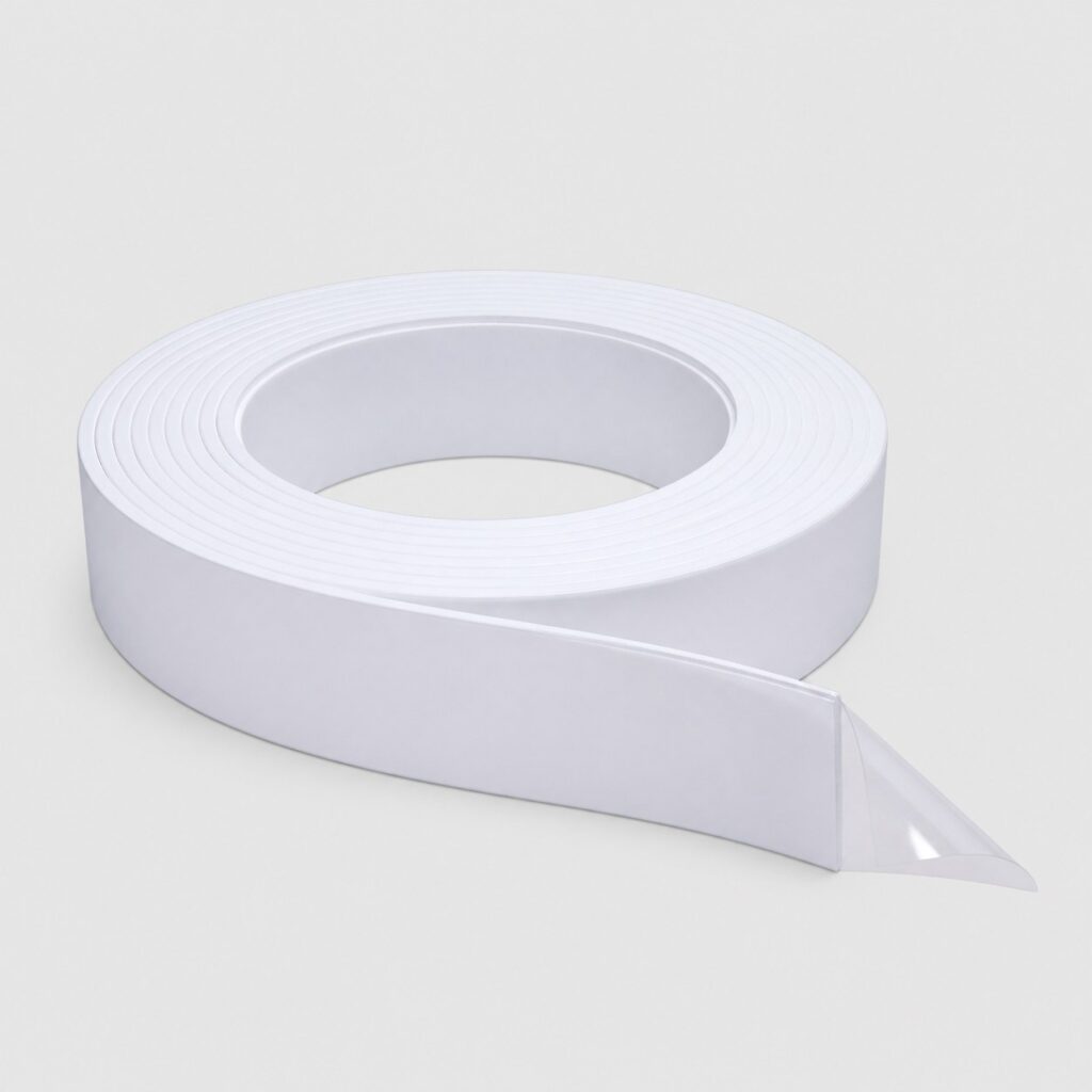 Moulure de plafond autocollante blanche en rouleau sur fond gris clair