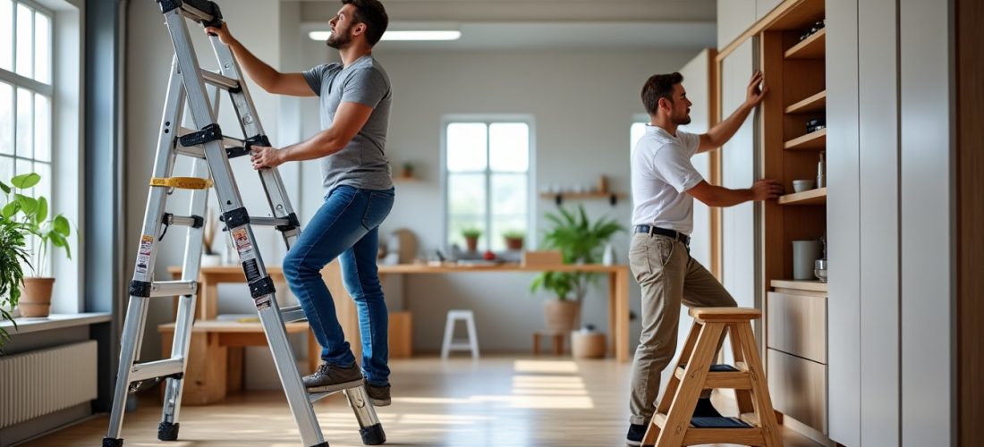 découvrez comment choisir entre une échelle télescopique et un escabeau en fonction de la hauteur pour vos travaux en toute sécurité et efficacité.