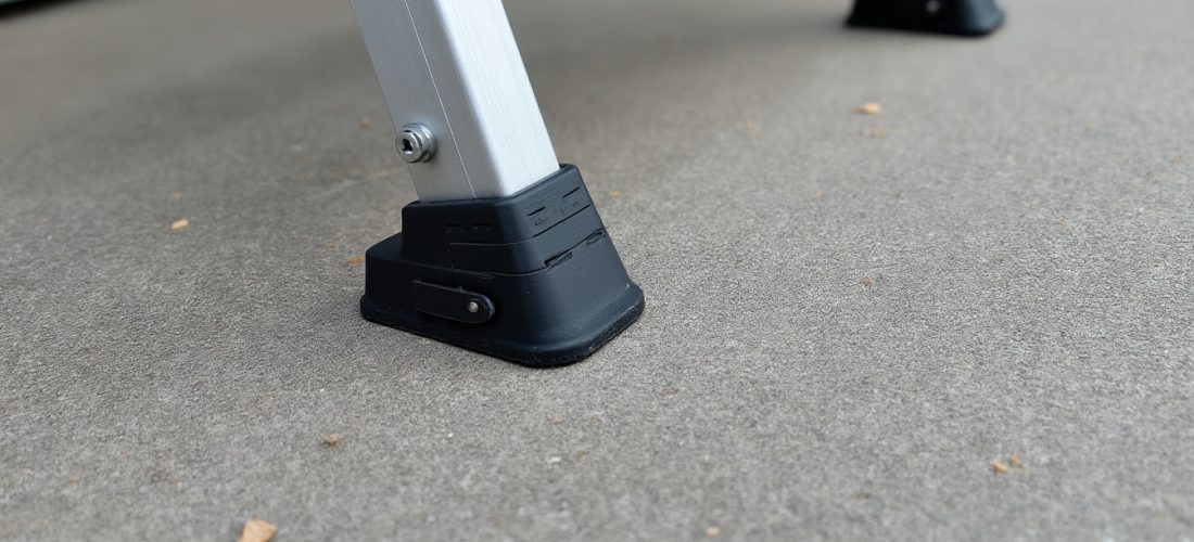 découvrez comment les stabilisateurs, patins et semelles assurent la stabilité et la sécurité de votre échelle au sol pour tous vos travaux en hauteur.
